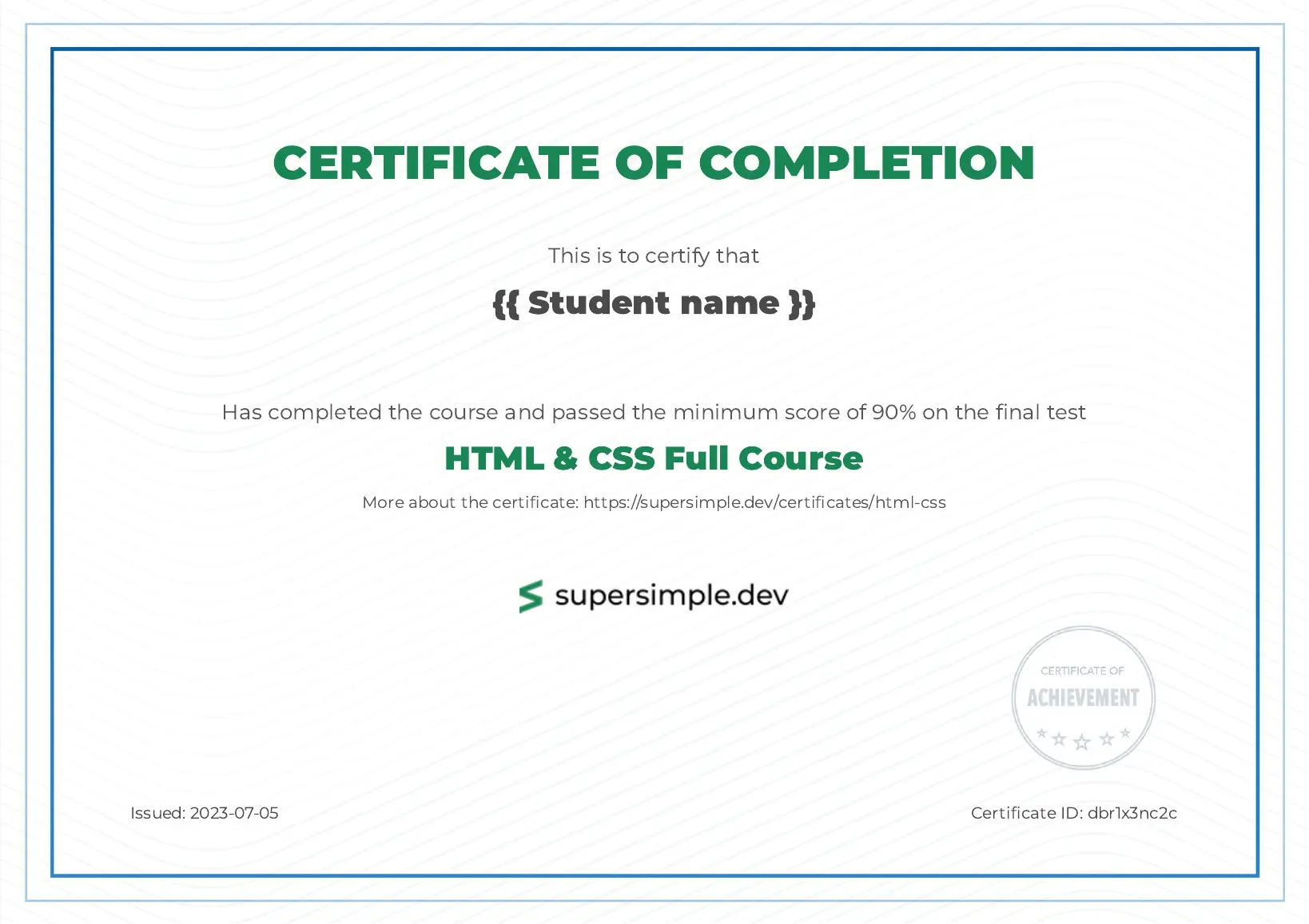 Additional Certification